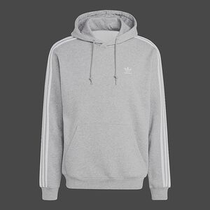 Adidas Men's Gray Hoodie with White Stripes